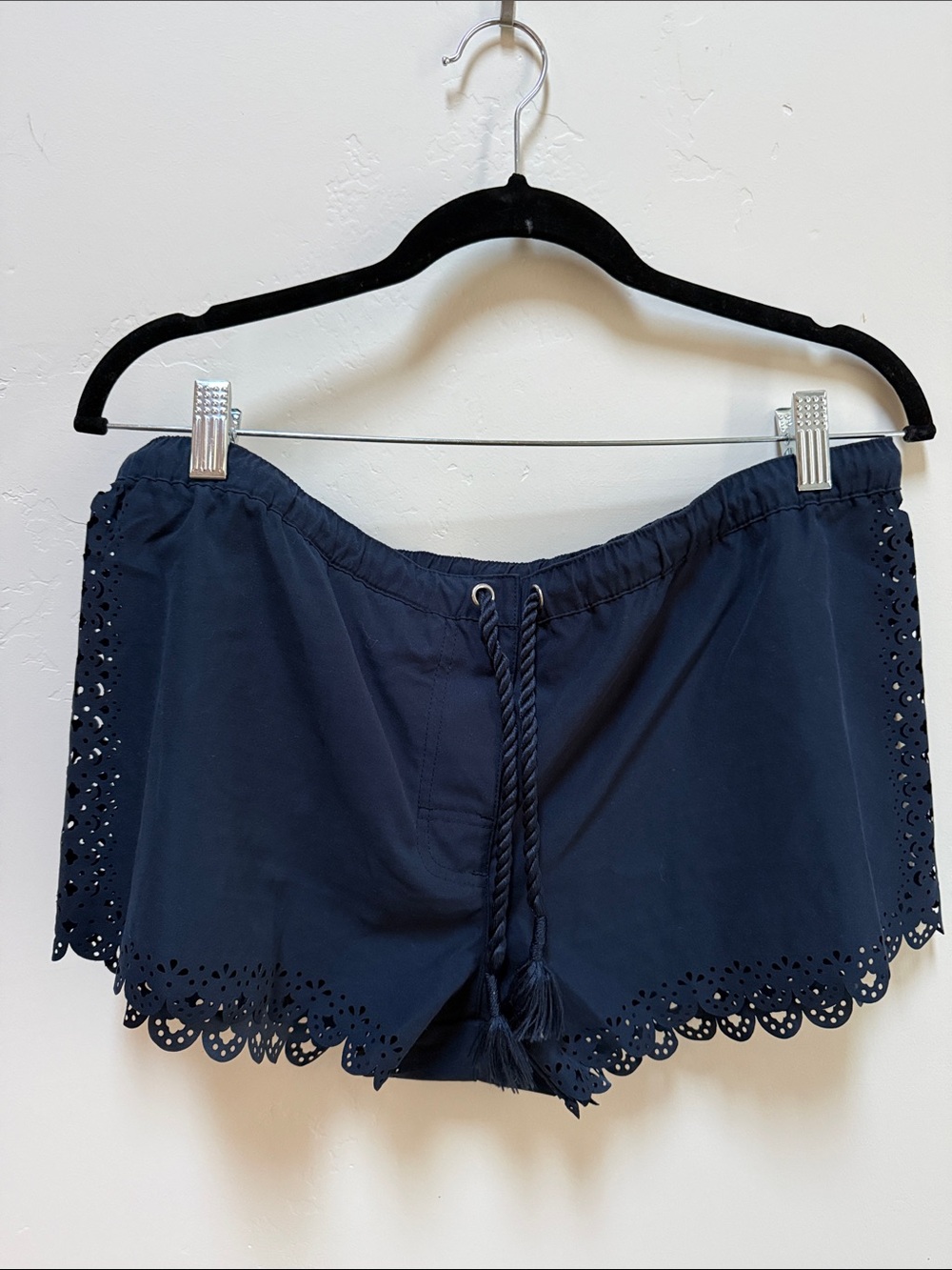 Seafolly Navy Eyelet-Trim Drawstring Board Shorts